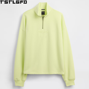 Custom Heavyweight Oversized Mock Neck Quarter Zip <b>Pullover</b> Men 500Gsm Logo Print <b>Jumper</b> Sweatshirts Clothing Manufacturers Bulk - Product Image 1