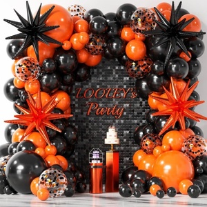 Nouveau kit d'arche de ballons d'Halloween, ballons en latex noir et orange avec confettis et ballons étoiles pour la décoration de fête d'<span class=keywords><strong>anniversaire</strong></span> pour adultes - Product Image 1