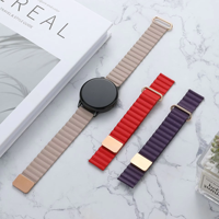Bracelets de montre réglables en cuir véritable à dégagement rapide, à motif ondulé et fermoir magnétique, compatibles 18/20/22 mm