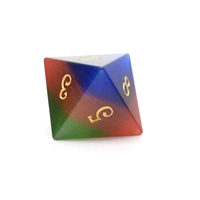 Ensemble de dés polyédriques arc-en-ciel en pierre œil-de-chat tricolore pour jeux de rôle Dungeons and Dragons (D&D)