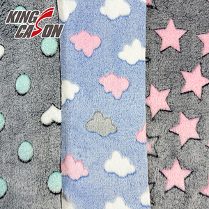 Kingcason Nhà Sản Xuất Bán Buôn Thân Thiện Với Môi Thanh Lịch Polyester Đầy Màu Sắc Keo In <span class=keywords><strong>Flannel</strong></span> Lông Cừu Vải Cho Chăn - Product Image 1