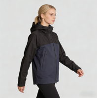 Veste de pluie légère pour femme, 100 % polyester, imperméable, coupe-vent, respirante, pour la randonnée en extérieur, avec col montant et fermeture éclair