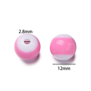 Acrylic Two Color Round <b>Beads</b> 12mm For Bracelet Making DIY Jewelry Accessories Bulk Loose <b>Beads</b> Mixed Colors - Product Image 2
