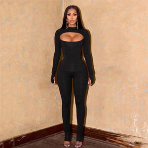 M50008 Nuovo Completo Autunnale da <span class=keywords><strong>Donna</strong></span> Sexy con Top Traforato a Maniche Lunghe e Pantaloni Aderenti a Vita Alta - Product Image 2