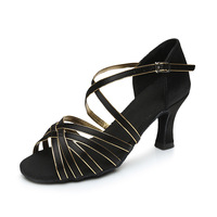 Chaussures de danse latine bleues pour femmes, sandales de danse professionnelles à talons hauts pour tango et valse