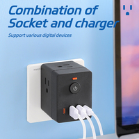 BSSY) Nouvelle prise convertisseur 110V USB + Type-C, multiprise à charge rapide, rallonge noire