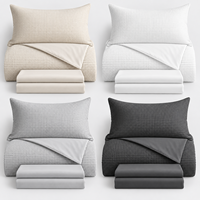 Ensemble de housse de couette en coton gaufré personnalisé, vente en gros, ensemble de literie de couleur unie avec drap et taies d'oreiller