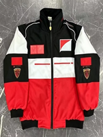 OEM Hiver Rembourré Moto Streetwear Ample Toile Imperméable Personnalisé Course Automobile Formule 1 F1 Ferrari Fermeture Éclair Avant Imprimé à Pois