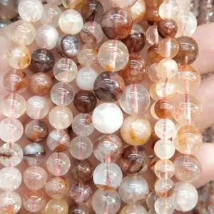 top sellers 2024 wholesale natural loose gemstone 10mm hematoid quartz stone beads for jewelry making