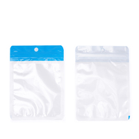 Sac en plastique blanc nacré à fermeture éclair, pochette bicolore avec trou de suspension, fermeture éclair transparente à l'avant et nacré à l'arrière