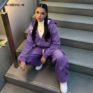Custom logo Streetwear <strong>Women</strong> Set 460GSM Monkey Wash High Quality <strong>Hoodie</strong> and Cargo Pants Pink Vintage Distressed Tracksuit - Product Image 2