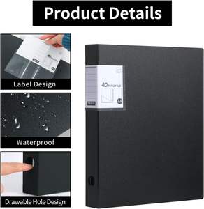 Raccoglitori A4 in plastica nera a 3 anelli, copertina flessibile con 1 tasca, formato Letter, contiene 80 fogli, per uso scolastico e ufficio - Product Image 3