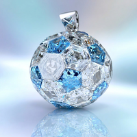 Pendentif Ballon de Football en Or Blanc avec Diamant de Laboratoire, Sertissage Invisible, Breloque Géométrique pour Cadeau de Mariage, Bijou