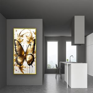 Peinture sur toile en porcelaine cristalline scintillante avec fleurs en cristal et éclairage LED à suspendre dans le salon - Product Image 6