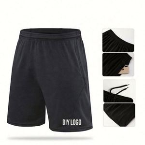 Shorts de sport décontractés pour hommes, séchage rapide, respirants, anti-plis, taille élastique, couleur unie, 100 % polyester, avec logo personnalisé - Product Image 5