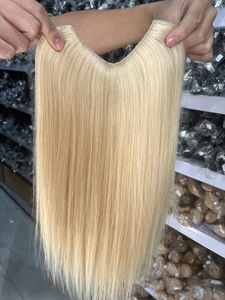 Peluca de cabello humano 100% virgen europeo para mujer, de Color rubio pelo liso, parte en U hecha a máquina, de alta calidad - Product Image 2