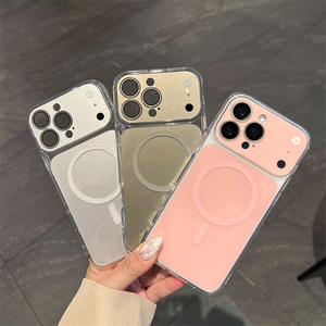 Coque de téléphone magnétique en acrylique original pour iPhone 17 16 15 14 13 Pro Max avec cadre de protection d'objectif d'appareil photo en verre dégradé IMD - Product Image 3