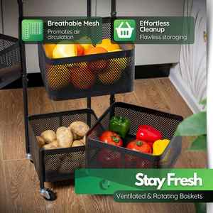 Multilayer Bathroom Rotating <b>Storage</b> <b>Rack</b> <b>Kitchen</b> 2/3/4/5 Tier Floor Round Vegetable Fruit <b>Storage</b> Shelf <b>Rack</b> - Product Image 5