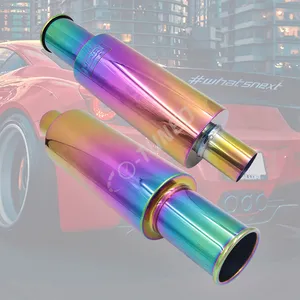 新款赛车彩虹排气消声器新铬排气管喇叭提示