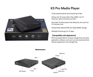 Ver partidos de fútbol Películas de transmisión <span class=keywords><strong>gratis</strong></span> Android 10,0 WE2USAT K3 Pro Resolución 6K Smart TV Media Box para EE. UU. Canadá - Product Image 5