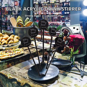 Palillos Decorativos Acrílicos Negros para Bebidas, Ecológicos, Modernos, con Texto Grabado, de Lujo, Transparentes, para Bar, Fiesta, Boda - Product Image 2