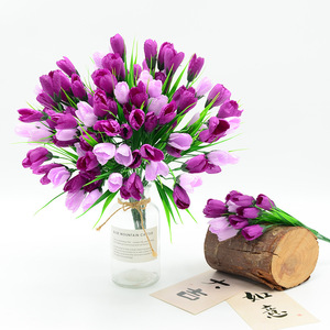 Bouquet de magnolias artificiels Dongchen Crafts, 37 cm, fleurs en soie, violet bicolore, décoration intérieure, accessoires de mariage - Product Image 1