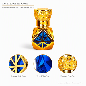 Botella <span class=keywords><strong>de</strong></span> Perfume <span class=keywords><strong>de</strong></span> Vidrio Vacía <span class=keywords><strong>de</strong></span> 8ml con Marco Dorado, Cristal Facetado, Pulverizador Roll-On y Varilla <span class=keywords><strong>de</strong></span> Inmersión, Recargable, Venta al por Mayor Directa <span class=keywords><strong>de</strong></span> Fábrica - Product Image 2