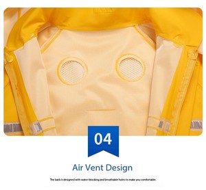 Traje Impermeable Amarillo para Lluvia, Chaqueta y Pantalones con Capucha Reflectantes de 2 Piezas, Ropa de Trabajo Resistente - Product Image 4