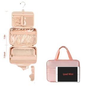 Pochette de maquillage pliable de luxe pour femmes, imperméable, portable, pour voyage, avec cordon de suspension, fabriquée par une usine BSCI. - Product Image 4