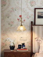 Lustre vintage français en verre rose de luxe pour entrée, chambre, salle à manger, bar, avec télécommande LED dimmable Tmall