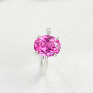 Anillo Clásico de Zafiro Padparadscha en Plata de Ley S925 - Product Image 1