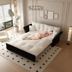 Canapé-lit Queen 3-en-1 convertible et inclinable, rembourrage en velours capitonné, multifonctionnel pour salon et hôtel - Product Image 5