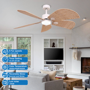 Hot bán hiện đại <span class=keywords><strong>5</strong></span> Mallow lá lưỡi điều khiển từ xa phòng khách phòng ăn trung tính ánh sáng trắng LED quạt trần với ánh sáng - Product Image 1