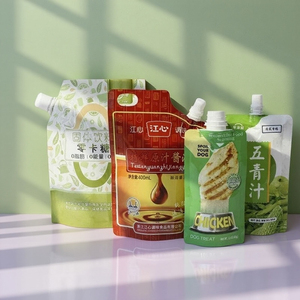 Sachet à bec verseur pour sauce épaissie <span class=keywords><strong>de</strong></span> qualité alimentaire, anti-fuite, en plastique, <span class=keywords><strong>autoportant</strong></span>, personnalisable - Product Image 1