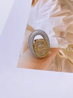 Ensemble de bagues en laiton plaqué or 18 carats vintage, micro-pavé entièrement serti de diamants, motif nez de cochon, pour femmes, avec design ovale double couche