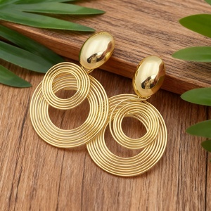 Boucles d'oreilles longues Jingciren Boutique, style européen et américain, métal rétro exagéré, grand cercle, emballage élégant en boîte cadeau coréenne - Product Image 3