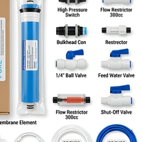 Kit de pièces pour filtre à eau RO : Réservoir sous pression, Vanne à boisseau sphérique, Raccord rapide, Boîtier de membrane, Système de tubes PE, Accessoires