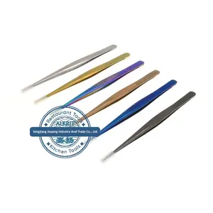 (JYKTT-A134-6) 6 Inch Straight Tweezer fine tip chef plating tweezer with precise Serrated Tips for Cooking and Baking