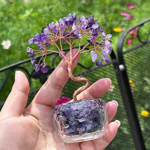 自然なUSBナイトライト彫刻クリスタルラッキーツリーフォーチュンツリー砂利ランプベッドサイド装飾愛をテーマにした室内装飾 - Product Image 1