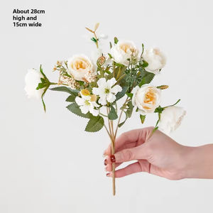 Petite Composition Florale Artificielle en Soie Rose Grenade, Ornement Floral Bionique, Bouquet de Bambou, Planche à Découper Décorative - Product Image 6