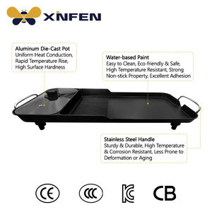 Grill électrique en aluminium moulé de 1800 W avec revêtement antiadhésif PTFE, poignées en acier inoxydable et couvercle en verre pour une utilisation à domicile et en camping-car - Product Image 2