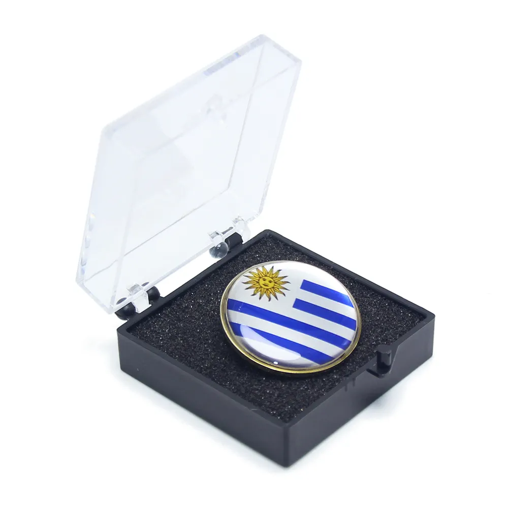 Ronde Landvlag Broche Reversspeld Badge Uruguay Souvenir Geschenken Op Maat Kokarde Metalen Legering Gouden Nationale Vlag Pin Badge