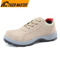 Sepatu Kerja Kulit Suede Pria Tiger Master, Anti Tusuk, Anti Selip, Tahan Minyak & Asam, Model Rendah, Dilengkapi Pelindung Baja EU, untuk Pabrik