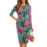 Personnalisation exclusive Hawaii Fashion Plants Gin Gers Printing Plus Size Casual Women's Bodycon Dress Print on Demand