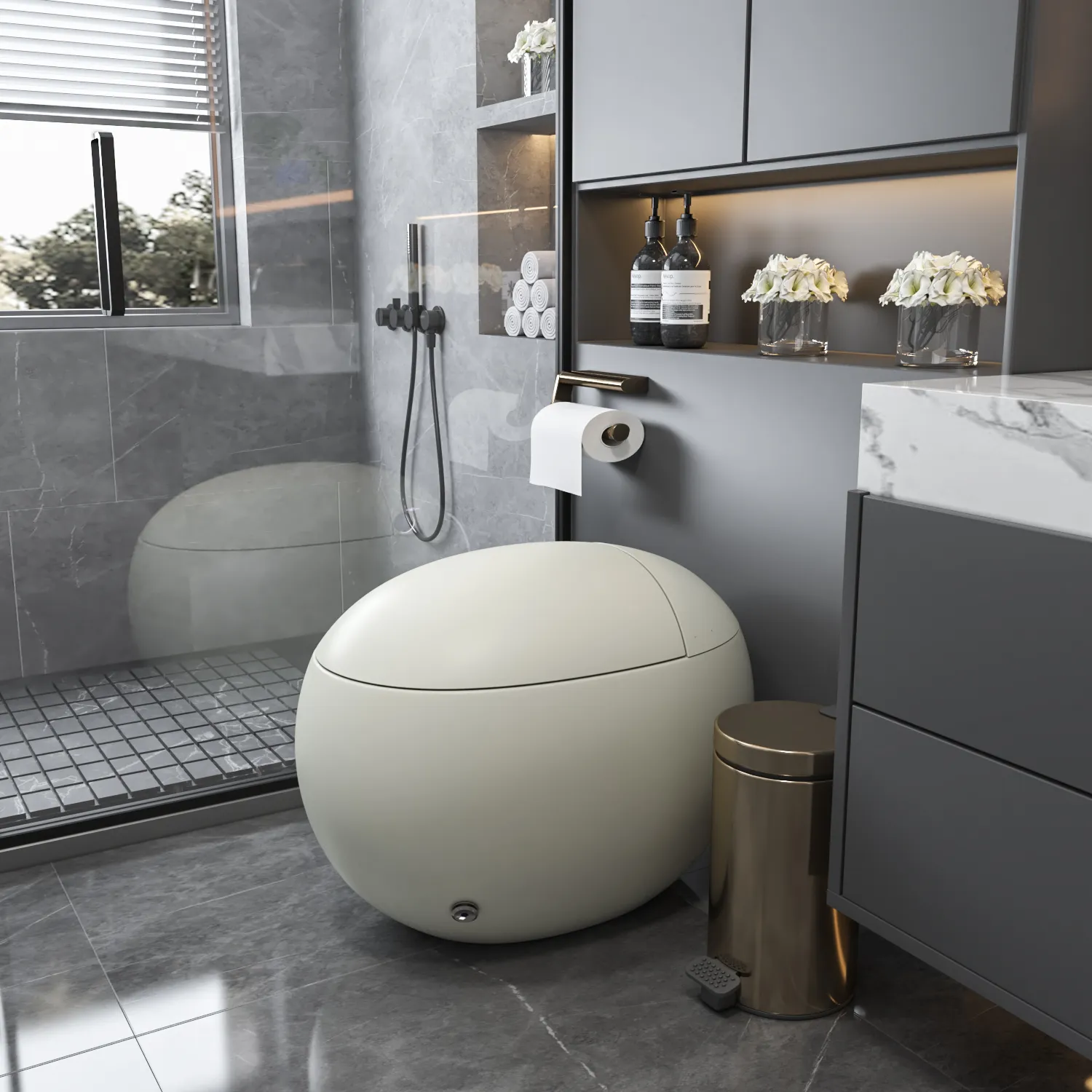 Petite salle de bain familiale couleur articles sanitaires en forme d'œuf électrique cuvette de toilette intelligente en céramique couleur Orange oeuf toilette intelligente