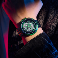 Jam Tangan Mekanik Pria LILUOKE Bicycle Hub 360 °   Jam Tangan Otomatis Skeleton Dial Roda Berputar untuk Pria