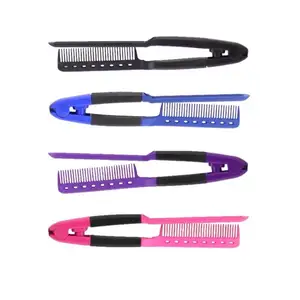 Small Portable Folding Hair Straightener Resist Heat Plastic Magic Hair V Comb