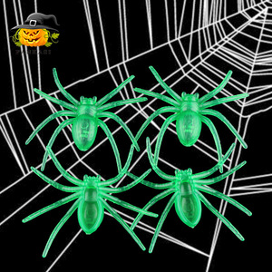 Halloween Decorations 6Pcs Green <b>Spider</b> <b>Plastic</b> Non Glow In Dark For Indoor Party Props - Product Image 4