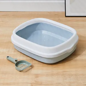 Bán buôn có thể gập lại vật nuôi lớn cao Sided cat litter box với khung tự làm sạch cat litter box với scooper