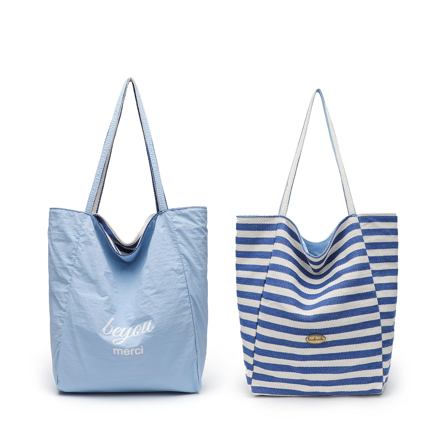 Light blue striped double bag